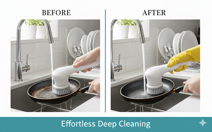 Electric Scrubber, 5 Replaceable Brush Heads – Rechargeable